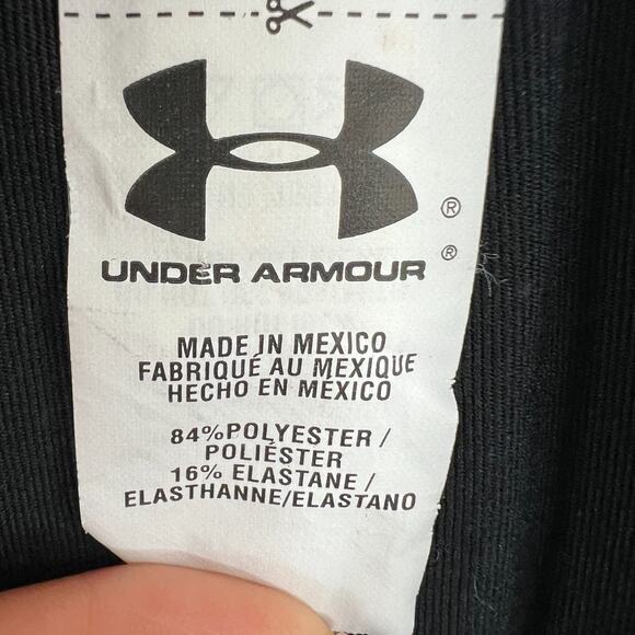 Under Armour Black Blue Fitted SONIC Woman's HeatGear Crops Size S Small - Picture 7 of 9